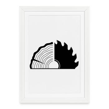 Lame de scie à tranches en bois pour charpentier - Affiche encadrée (27 × 37 cm) - blanc - Devant