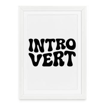 Logo rétro introverti style années 70 - Affiche encadrée (27 × 37 cm) - blanc - Devant