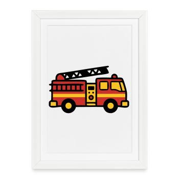 Icône camion de pompiers - Affiche encadrée (27 × 37 cm) - blanc - Devant
