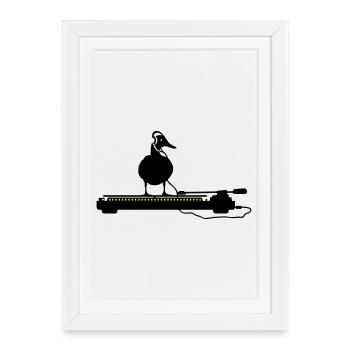 disco duck turntable - Affiche encadrée (27 × 37 cm) - blanc - Devant
