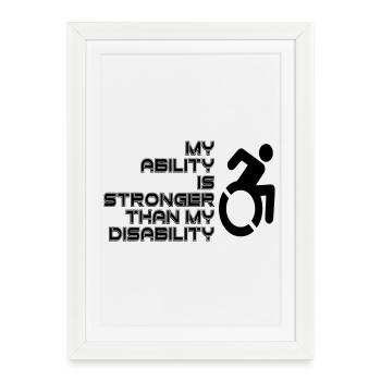 Ma volonté est plus forte que mon fauteuil roulant / handicap* - Affiche encadrée (27 × 37 cm) - blanc - Devant