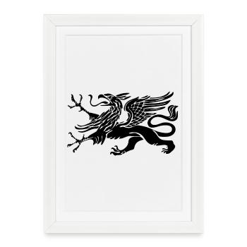 Oiseau Griffon de Rostock en noir - Affiche encadrée (27 × 37 cm) - blanc - Devant