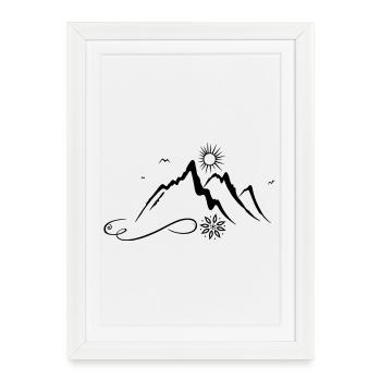 Mountain, hiking, mountaineering, hiking - Framed poster (27 × 37 cm) - white - Front