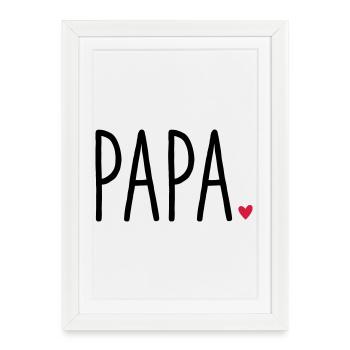 Papa Coeur - Cadeau Fête des Pères Famille Enfant Amour - Affiche encadrée (27 × 37 cm) - blanc - Devant