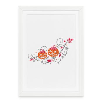 Ornement de Halloween avec des citrouilles et des - Affiche encadrée (27 × 37 cm) - blanc - Devant