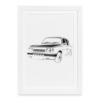wartburg retro car east east gdr symbol logo icon - Framed poster (27 × 37 cm) - white - Front