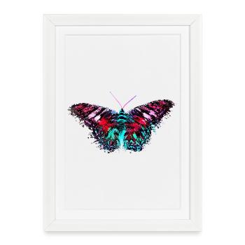 Design coloré couleur papillon rose turquoise - Affiche encadrée (27 × 37 cm) - blanc - Devant