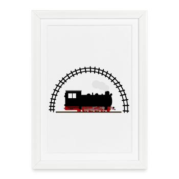 Locomotive à vapeur rail railroad - Affiche encadrée (27 × 37 cm) - blanc - Devant