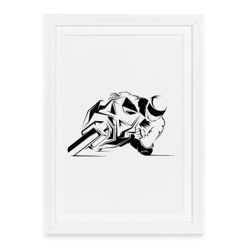 Icône de course de moto motard icône icône logo - Affiche encadrée (27 × 37 cm) - blanc - Devant
