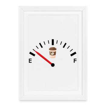 Jauge Voiture Café Humour Drôle café Cadeau café - Affiche encadrée (27 × 37 cm) - blanc - Devant