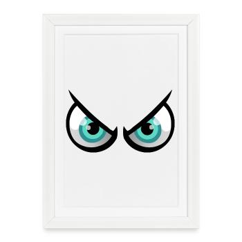 Annoyed cartoon eyes - Framed poster (27 × 37 cm) - white - Front