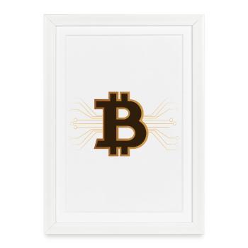 Bitcoin - Cryptomonnaie Brun/Or - Affiche encadrée (27 × 37 cm) - blanc - Devant
