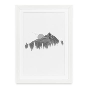 Moonlit Peaks Silhouette - Framed poster (27 × 37 cm) - white - Front