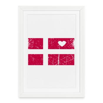 Danemark drapeau design T-shirt - Affiche encadrée (27 × 37 cm) - blanc - Devant