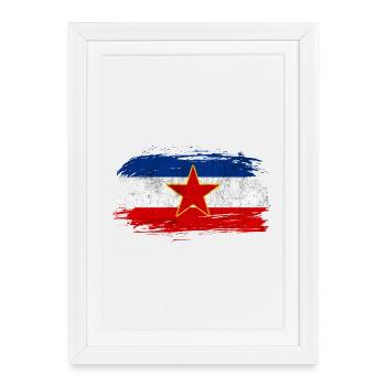 Drapeau vintage de la Yougoslavie - Affiche encadrée (27 × 37 cm) - blanc - Devant