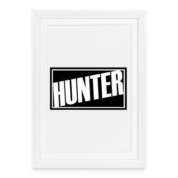 chasseur chasseur chasse meute rouge chasse chasse chien forêt - Affiche encadrée (27 × 37 cm) - blanc - Devant