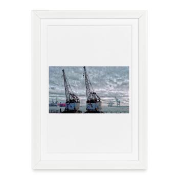 Hamburg harbor port romance with two rusty old - Framed poster (27 × 37 cm) - white - Front