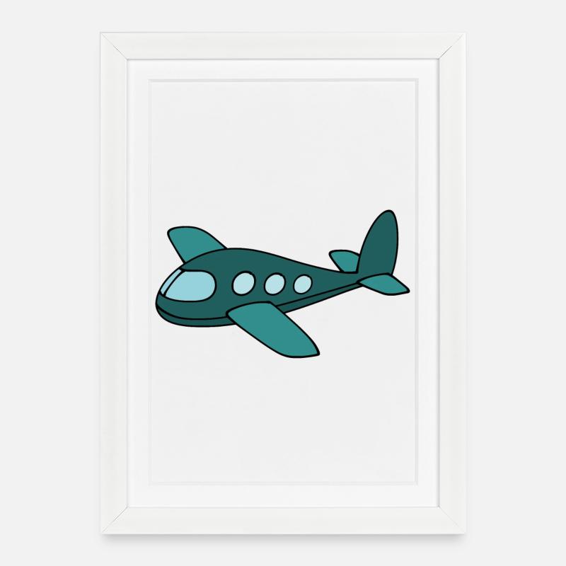 Flugzeug - Gerahmtes Poster (27 × 37 cm) - Weiß