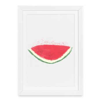 Melon, pastèque, aquarelle - Affiche encadrée (27 × 37 cm) - blanc - Devant