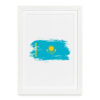 Drapeau du Kazakhstan - Affiche encadrée (27 × 37 cm) - blanc - Devant