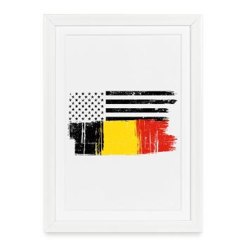 Jaune Rouge Pinceau Streak - Affiche encadrée (27 × 37 cm) - blanc - Devant