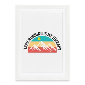 Le trail running est ma thérapie - Affiche encadrée (27 × 37 cm) - blanc - Devant