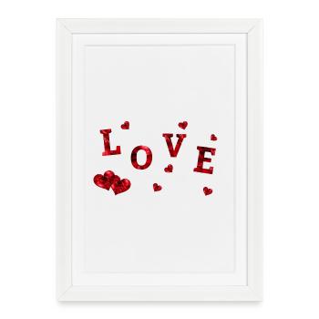 L’amour avec les grands et petits cœurs rouges # - Affiche encadrée (27 × 37 cm) - blanc - Devant