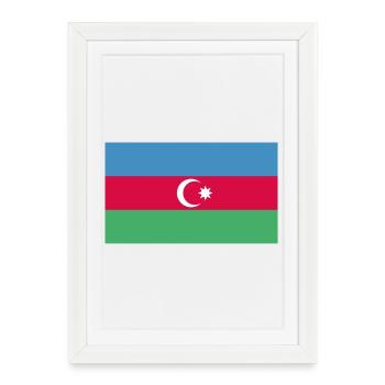 Drapeau de l’Azerbaïdjan Bayrak - Affiche encadrée (27 × 37 cm) - blanc - Devant