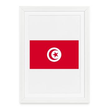 Drapeau de la Tunisie - Affiche encadrée (27 × 37 cm) - blanc - Devant