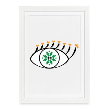 Eye - Traditional Romanian folk art pattern - Framed poster (27 × 37 cm) - white - Front