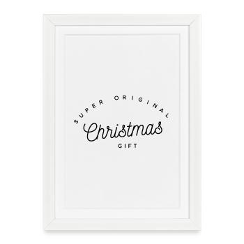 Cadeau de Noël Super Original | Texte de fête drôle - Affiche encadrée (27 × 37 cm) - blanc - Devant