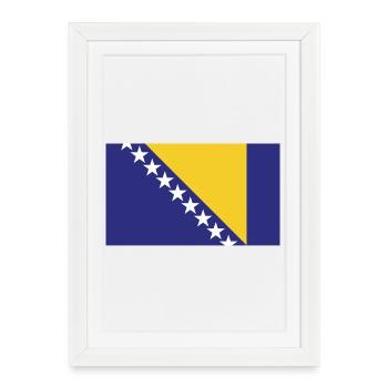 Drapeau national de Bosnie H - Affiche encadrée (27 × 37 cm) - blanc - Devant