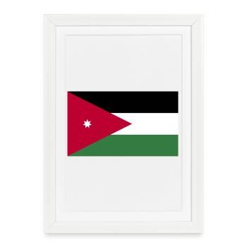 Drapeau national de la Jordanie - Affiche encadrée (27 × 37 cm) - blanc - Devant