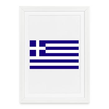 Drapeau national de la Grèce - Affiche encadrée (27 × 37 cm) - blanc - Devant