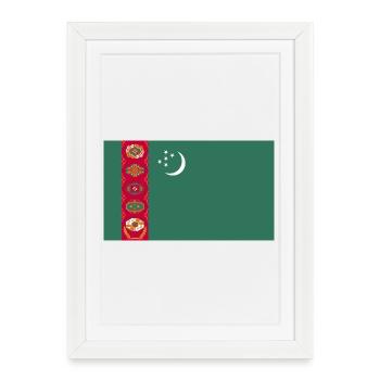 Drapeau national du Turkménistan - Affiche encadrée (27 × 37 cm) - blanc - Devant