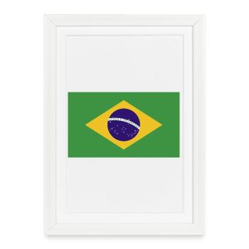 Drapeau national du Brésil - Affiche encadrée (27 × 37 cm) - blanc - Devant