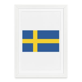 Drapeau national de la Suède - Affiche encadrée (27 × 37 cm) - blanc - Devant