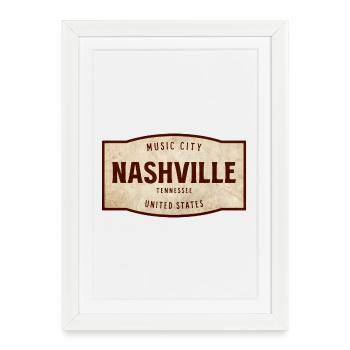 Nashville Vintage Sign – Music City - Framed poster (27 × 37 cm) - white - Front