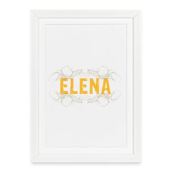 Lettrage ELENA décoré - Affiche encadrée (27 × 37 cm) - blanc - Devant