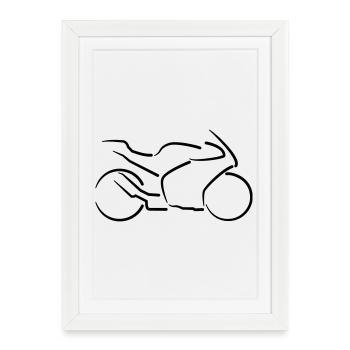 Contours moto Supersport minimaliste - Affiche encadrée (27 × 37 cm) - blanc - Devant