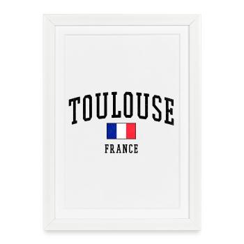 Drapeau Toulouse France - Affiche encadrée (27 × 37 cm) - blanc - Devant