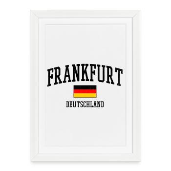Motif des villes sous le drapeau de Francfort, Allemagne - Affiche encadrée (27 × 37 cm) - blanc - Devant