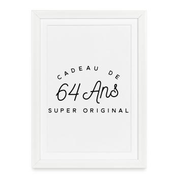 Cadeau 64 ans  - Affiche encadrée (27 × 37 cm) - blanc - Devant