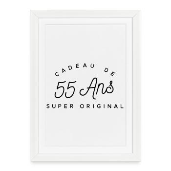 Cadeau 55 ans  - Affiche encadrée (27 × 37 cm) - blanc - Devant