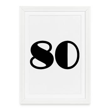 80. 80 ANS. 80e ANNIVERSAIRE. ANNIVERSAIRE 80 ANS - Affiche encadrée (27 × 37 cm) - blanc - Devant