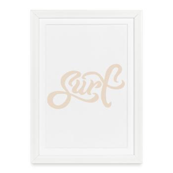 Surf Script in Vintage Sand - Framed poster (27 × 37 cm) - white - Front
