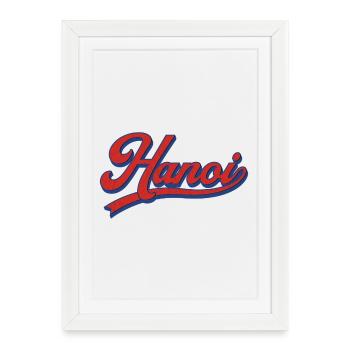 Design rétro des lettrages de Hanoï - Affiche encadrée (27 × 37 cm) - blanc - Devant