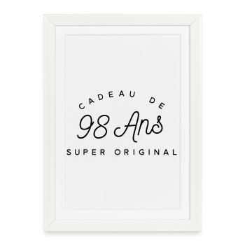  Cadeau 98 ans - Affiche encadrée (27 × 37 cm) - blanc - Devant