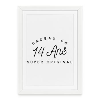 Cadeau 14 ans  - Affiche encadrée (27 × 37 cm) - blanc - Devant