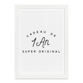 Cadeau 1 an  - Affiche encadrée (27 × 37 cm) - blanc - Devant